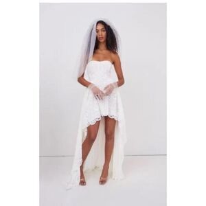 For Love And Lemons Strapless White Lace Midi Dress